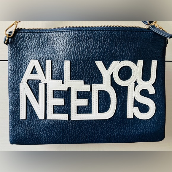 A navy blue shoulder and wristlet, adjustable strap to also wear as a crossbody - Picture 5 of 12